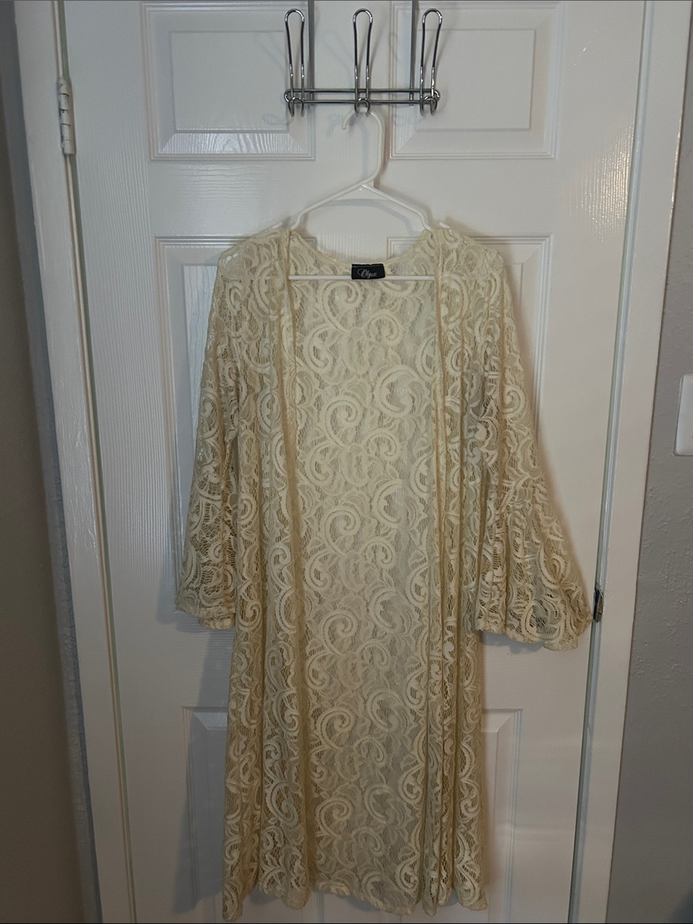 Vintage-Inspired Cream Lace Open Cardigan Sweater
